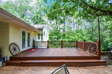 Wooden terrace with french doors