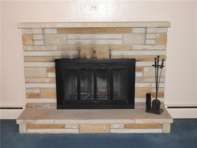 The beautiful stone fireplace is wood burning. It 