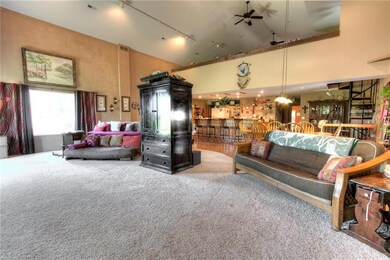 Living area with open loft area