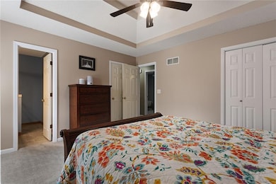 Primary bedroom has two closets (one on the right is larger and can walk into) PLUS a private full bathroom. 