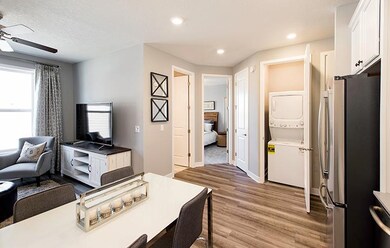 A wide view of the private apartment showing the l