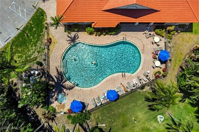 Aerial view of a pool