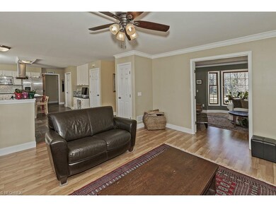 The family room and living features lovely laminat