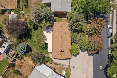 Aerial view showing large, private backyard