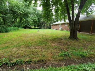 Rear view of back yard.  Lot extends beyond tree l