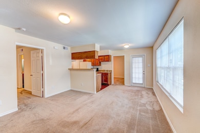 Good flow between living room and kitchen