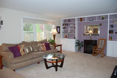 Great room with built in bookshelves