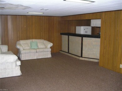 Rec-room side of basement, with bar