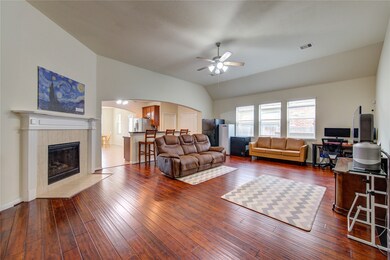 Living room with a fire place