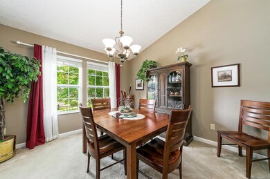 Vaulted, formal dining room.