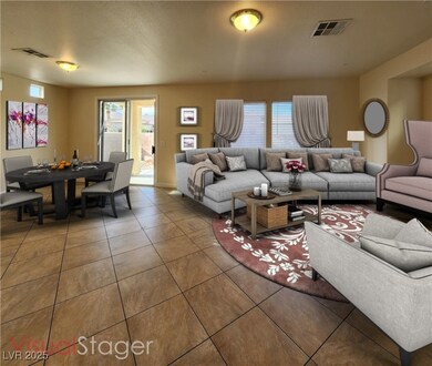 Tiled living room with visible vents and a texture