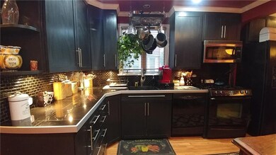 View in to the kitchen from the dining room.