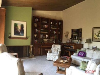Living room with beautiful fireplace and built in 