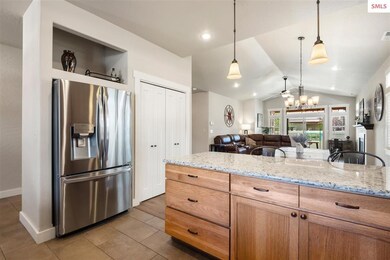 Stainless steel appliances and granite counters