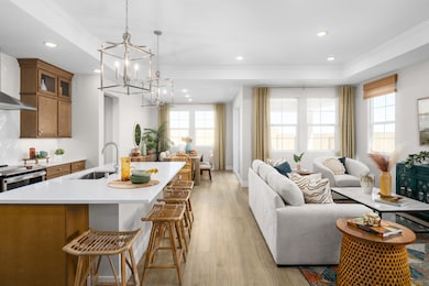 Stately pendant lighting over the kitchen island