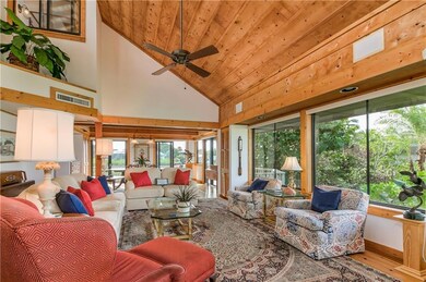 Living area with soaring ceilings