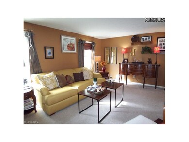 Spacious formal living room has newer carpeting an