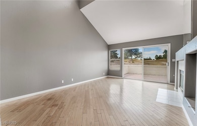 Empty room featuring light wood-style flooring, a