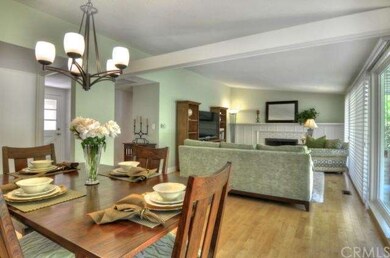 Dining area looking towards living room has slidin