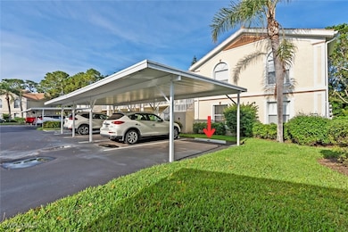 View of car parking featuring a yard and a carport