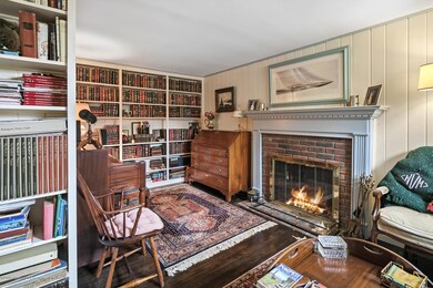 Den with gas fireplace