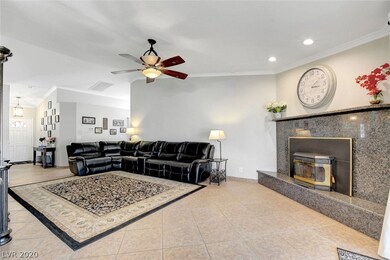 Front entry and family room with ceiling fan/light