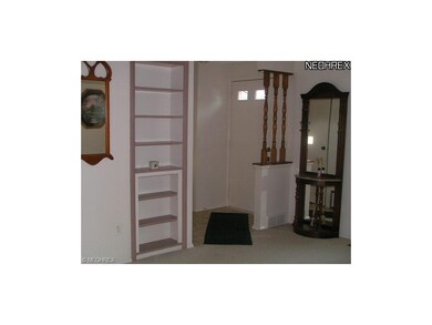 Built in shelves in living room.