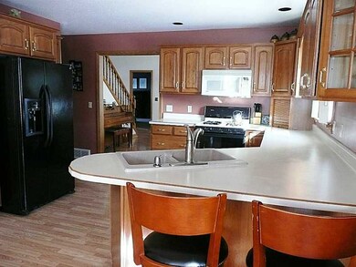 Kitchen. Another view of kitchen from back door.  Convenient breakfast bar and updated sink, faucet & flooring.