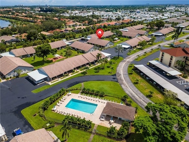 Bird's eye view of a pool area