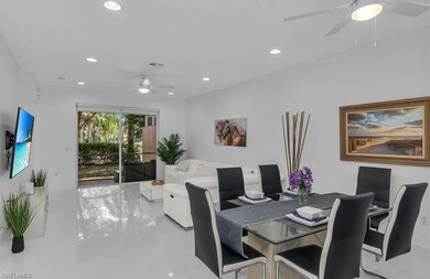 Dining room featuring a ceiling fan and recessed lighting