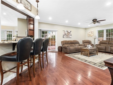 Family room with kitchen seating