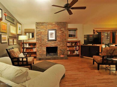 Stone fireplace in great room