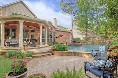 Picturesque backyard oasis with custom pool and co