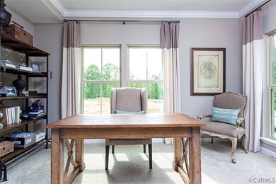 Home office with French doors for privacy and nook