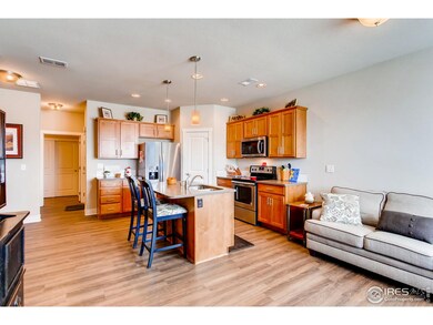 Open floorpan from living room to kitchen