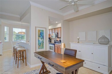 Office area featuring light tile patterned floors,