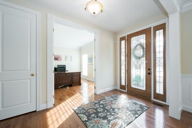 Lovely leaded glass door and sidelights and french doors for privacy in the office!