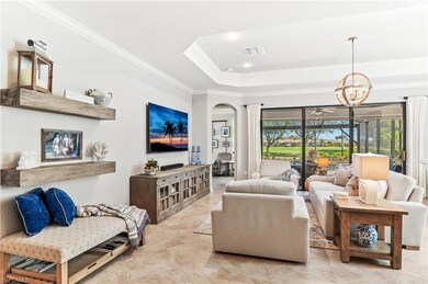 Accent shelving in living area with upscale lighting