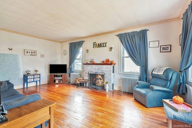 Living Room with Wood Burning Fireplace
