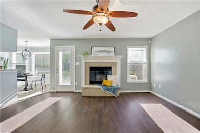 Family room with fireplace
