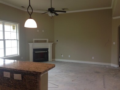 View from kitchen to great room with Ventless Gas 