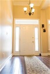 Roomy entry way and super stylish fixtures.