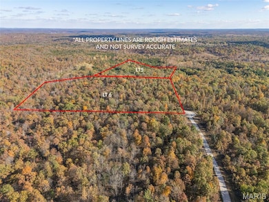 Aerial overview of property's location with property parcel outlined and a forest