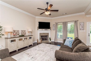 Living room and fireplace