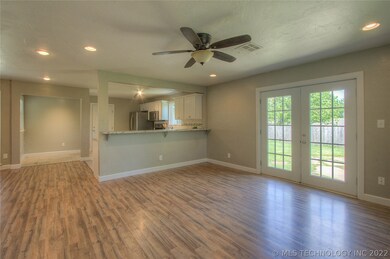 Kitchen with ample bar seating.