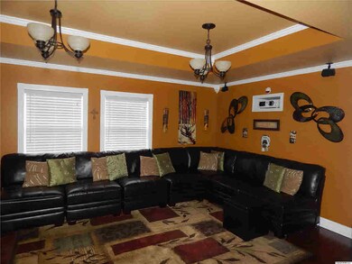 Trey ceilings in living room.