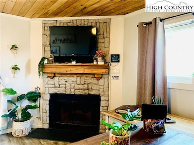 Stone wood burning fireplace