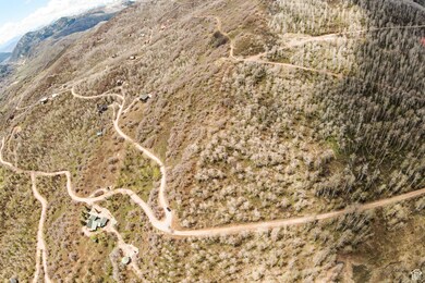 Bird's eye view of a mountainous background