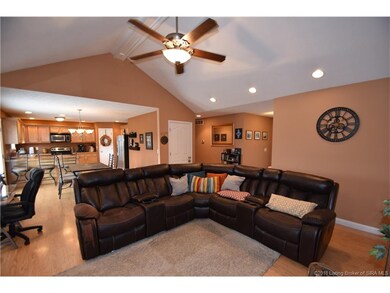 Open floor plan flows from the living room to the 