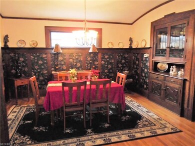 The formal dining room with barreled plaster ceili